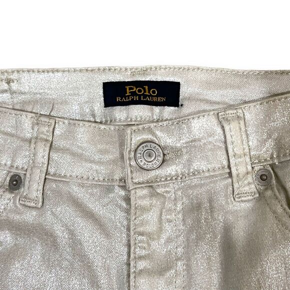 Polo Ralph Lauren Kids Girls The Tompkins Skinny Jeans Pants Size 14 Silver - Picture 2 of 7